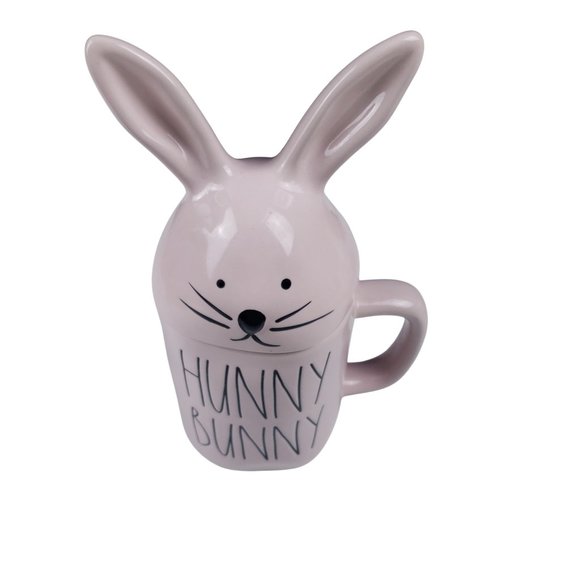 Rae Dunn Hunny Bunny Pink Easter Mug with Ears Topper Traditional LL Magenta - Picture 2 of 10